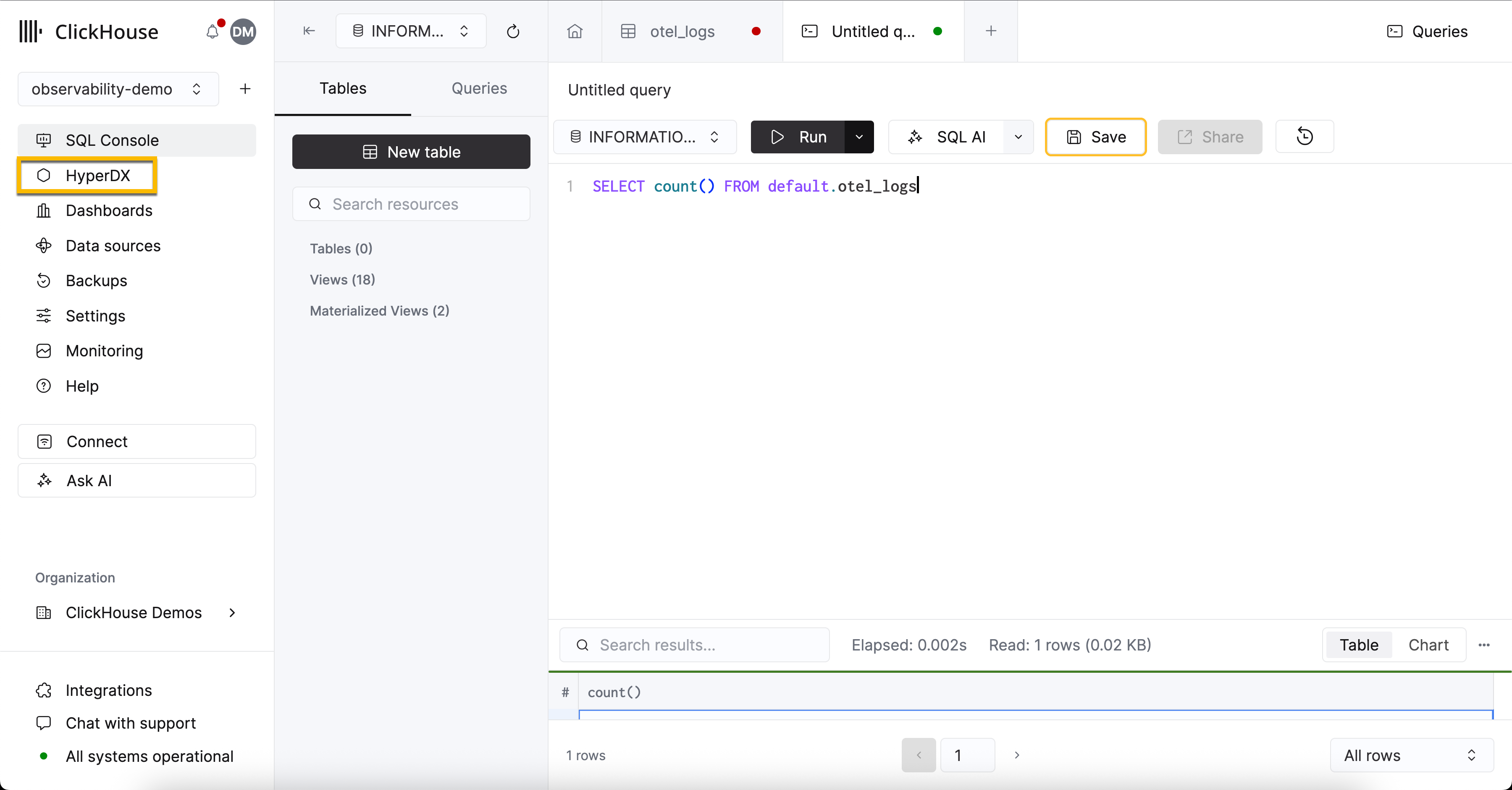 HyperDX в ClickHouse Cloud